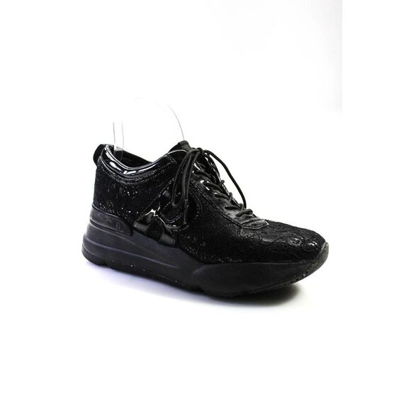 Rucoline Womens Round Toe Lace-Up Tied Slip-On Textured Sneakers Black Size 10 - Picture 1 of 5
